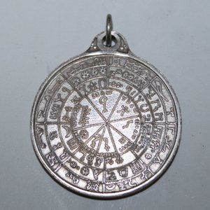 925 Heavy Silver Aztec Mayan Calendar Medallion Medal